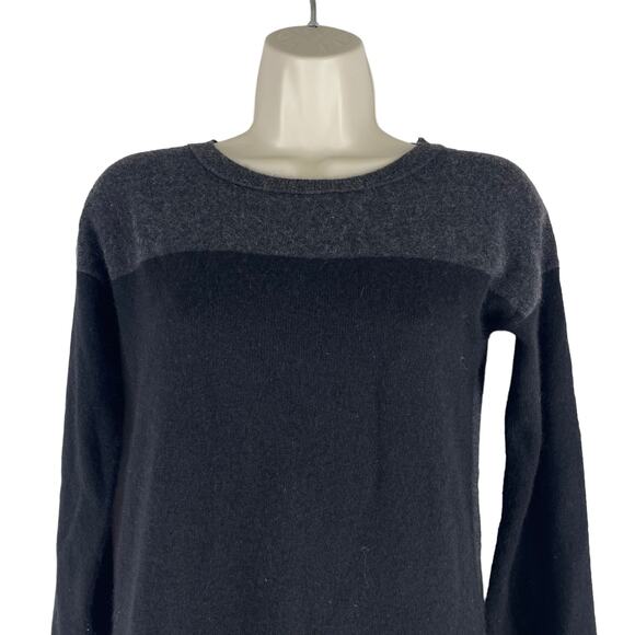 360 Cashmere Colorblock Crew Neck Tunic Sweater Gray Black Size XS - Picture 3 of 8